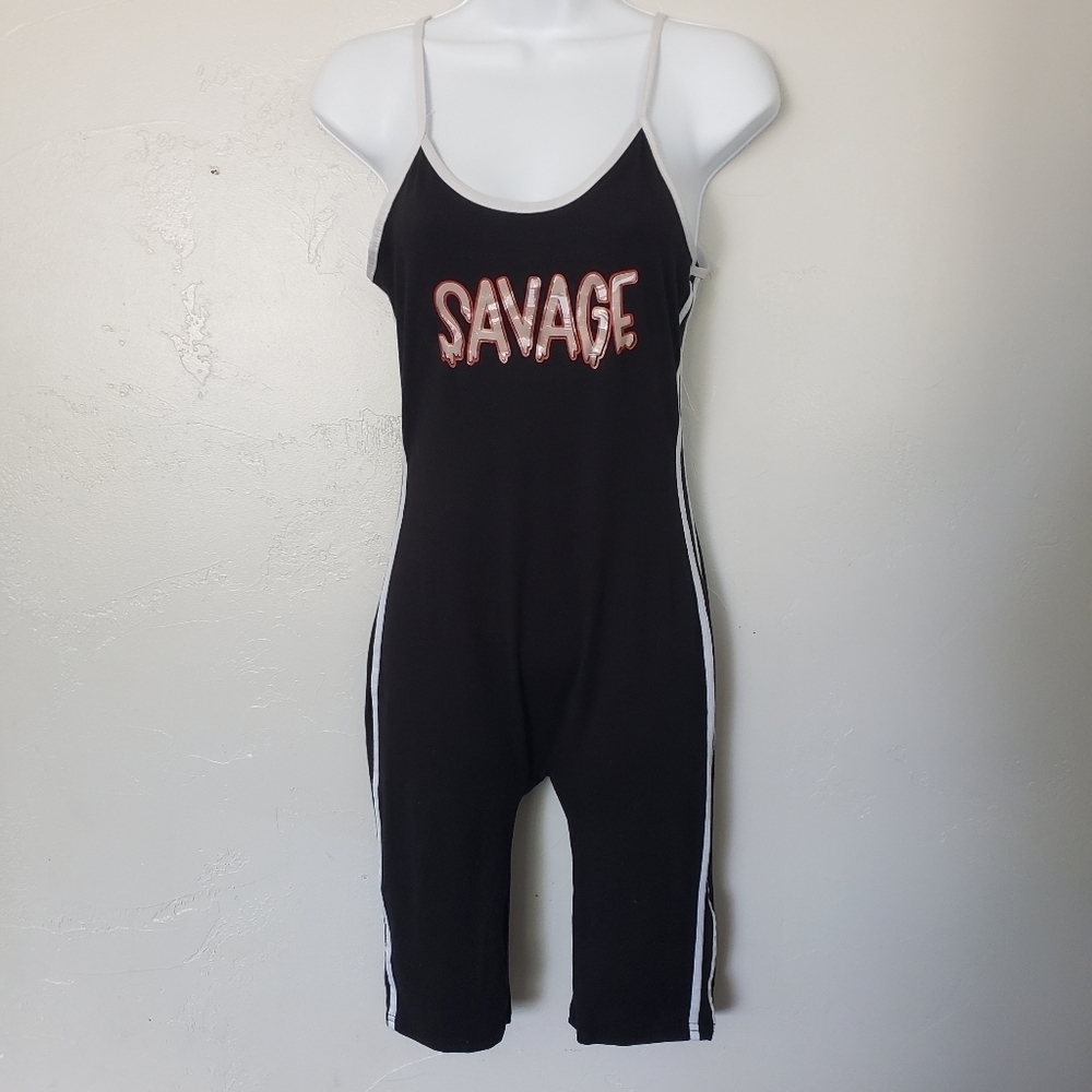 Sparks Medium Fitted Bodycon Black Romper Savage Graphic Grunge Athletic Soft